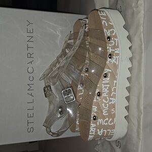 STELLA MCCARTNEY ELYSE Tranparent PU platform wedge sandal sz 38.5
